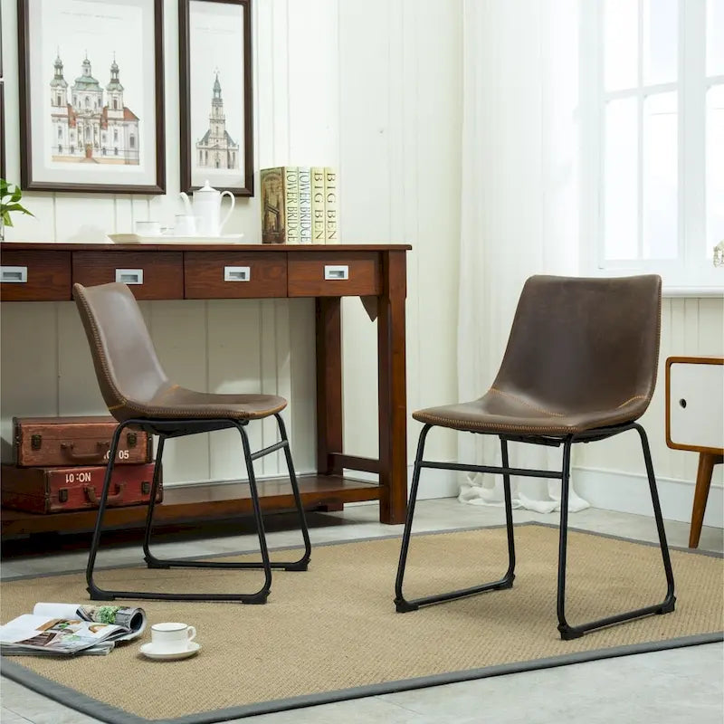 Chaises de salle à manger sans accoudoirs en similicuir Inyo de Carbon Loft (lot de 2)