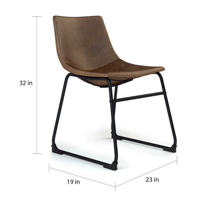 Chaises de salle à manger sans accoudoirs en similicuir Inyo de Carbon Loft (lot de 2)
