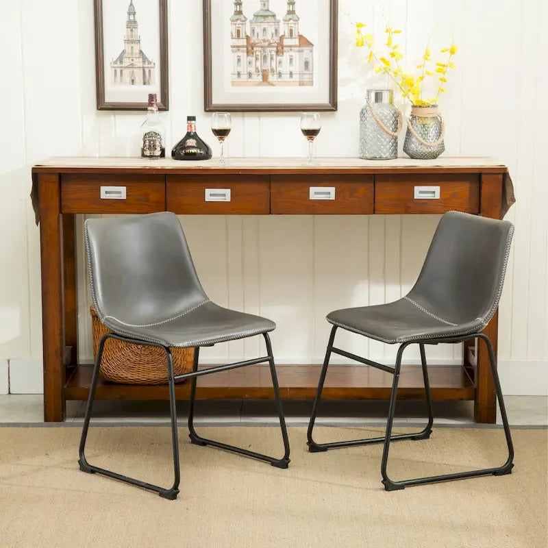 Chaises de salle à manger sans accoudoirs en similicuir Inyo de Carbon Loft (lot de 2)