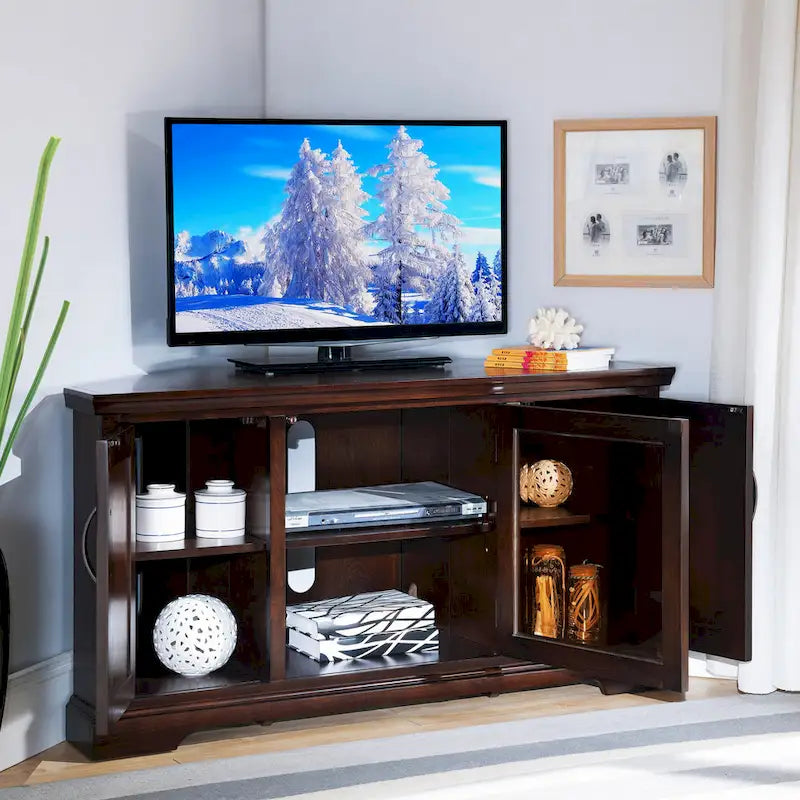 Meuble TV d'angle Leick Home en bois massif, style Mission