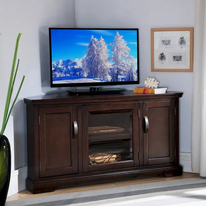 Meuble TV d'angle Leick Home en bois massif, style Mission