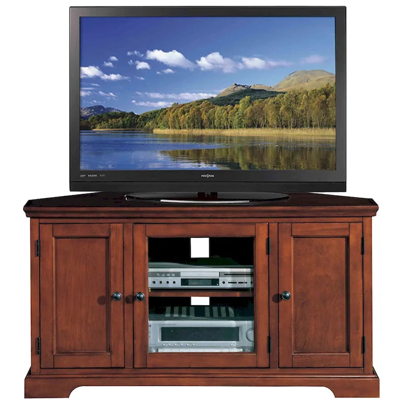 Meuble TV d'angle Leick Home en bois massif, style Mission