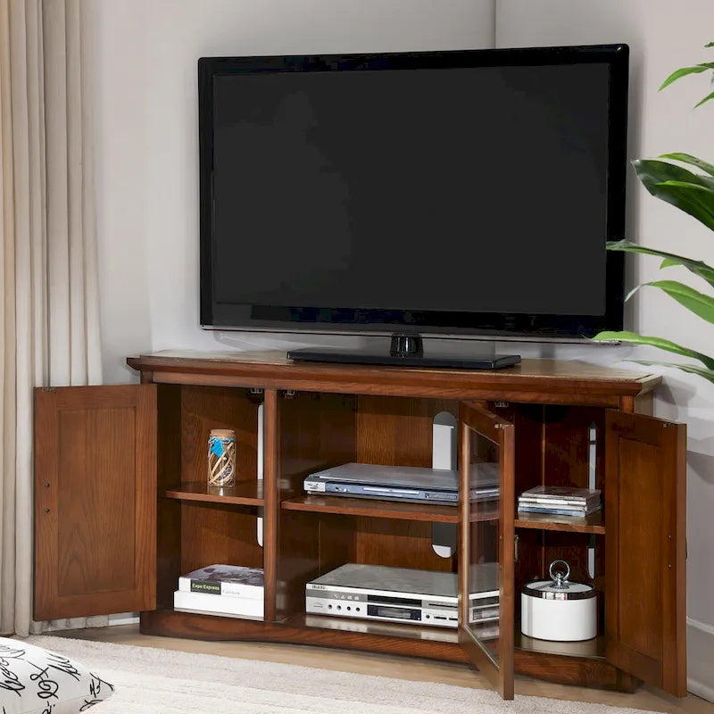 Meuble TV d'angle Leick Home en bois massif, style Mission