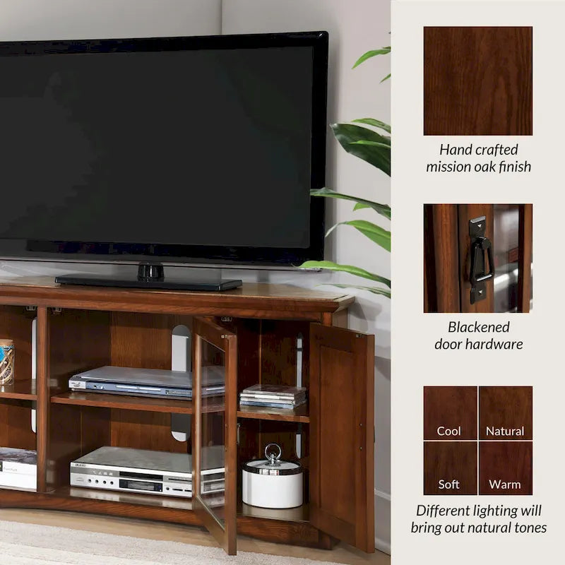 Meuble TV d'angle Leick Home en bois massif, style Mission