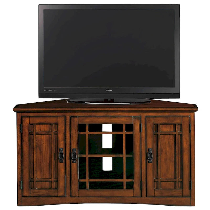 Meuble TV d'angle Leick Home en bois massif, style Mission