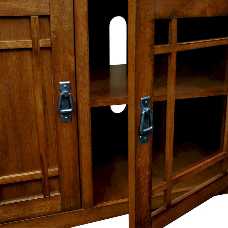 Meuble TV d'angle Leick Home en bois massif, style Mission