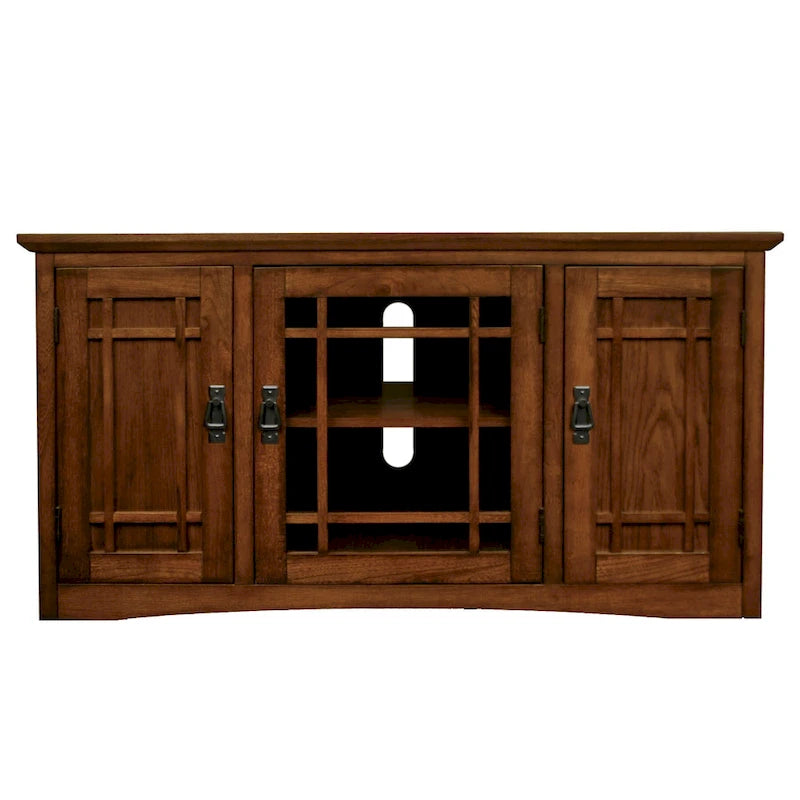 Meuble TV d'angle Leick Home en bois massif, style Mission