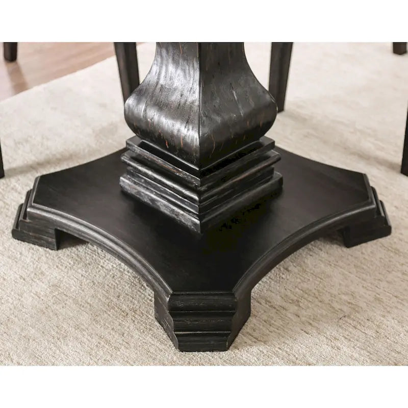Ensemble de salle à manger rond 5 pièces Brec Farmhouse avec plateau en marbre et chaises capitonnées par Furniture of America