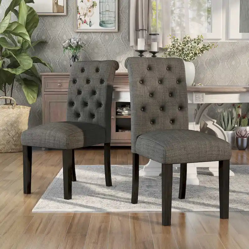 Ensemble de salle à manger rond 5 pièces Brec Farmhouse avec plateau en marbre et chaises capitonnées par Furniture of America