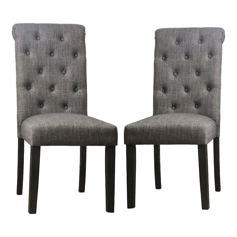 Ensemble de salle à manger rond 5 pièces Brec Farmhouse avec plateau en marbre et chaises capitonnées par Furniture of America
