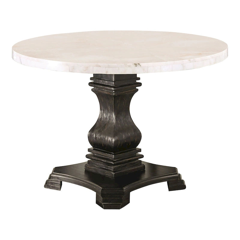 Ensemble de salle à manger rond 5 pièces Brec Farmhouse avec plateau en marbre et chaises capitonnées par Furniture of America