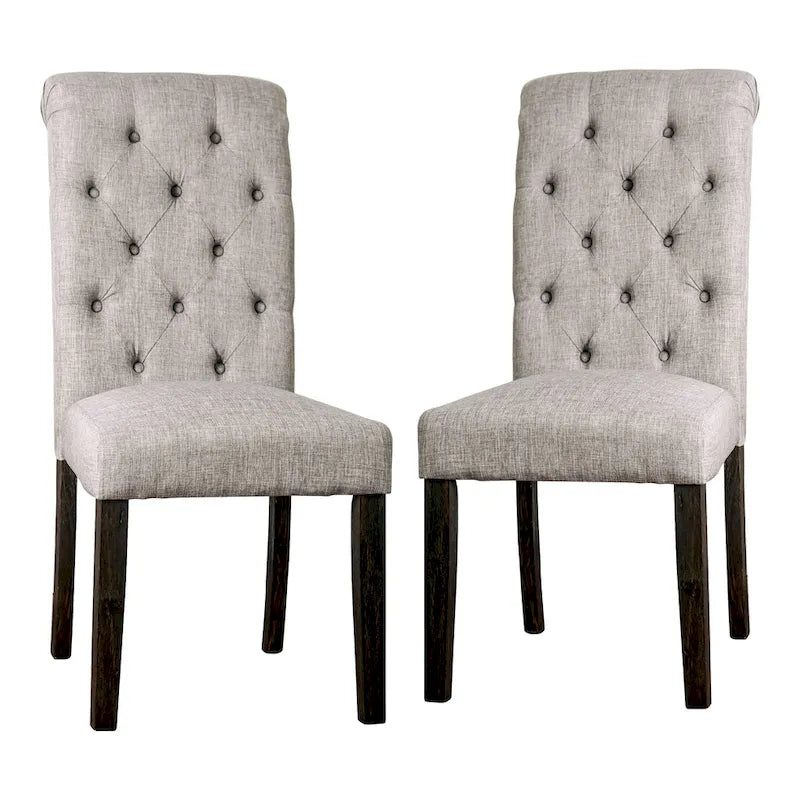 Ensemble de salle à manger rond 5 pièces Brec Farmhouse avec plateau en marbre et chaises capitonnées par Furniture of America