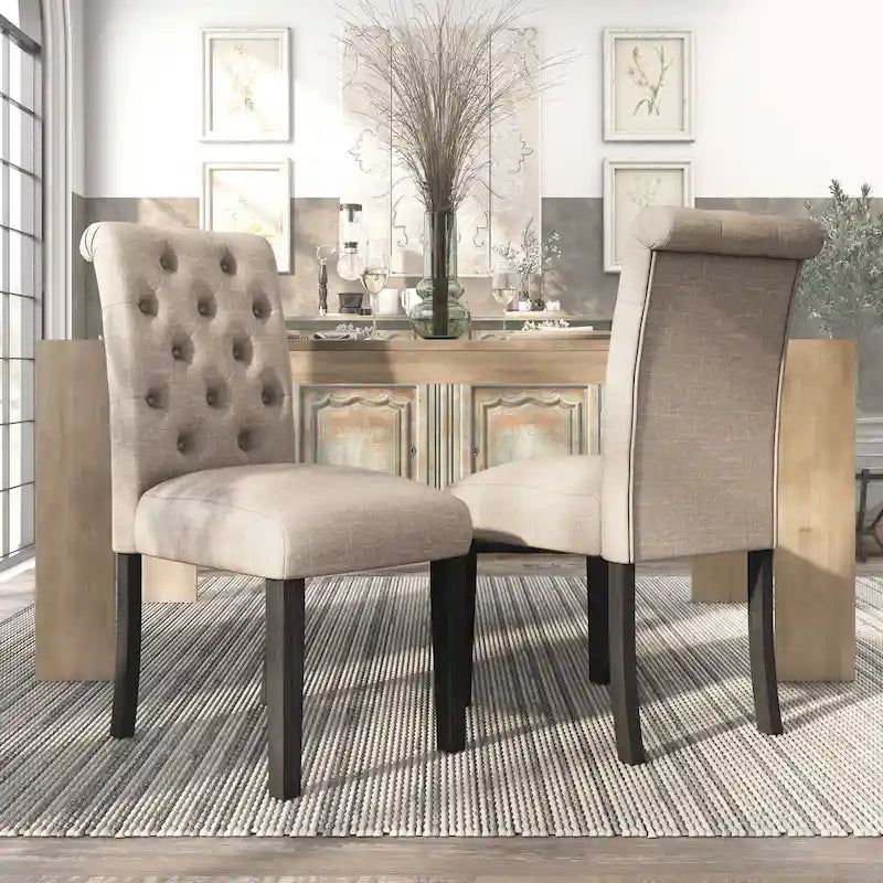 Ensemble de salle à manger rond 5 pièces Brec Farmhouse avec plateau en marbre et chaises capitonnées par Furniture of America
