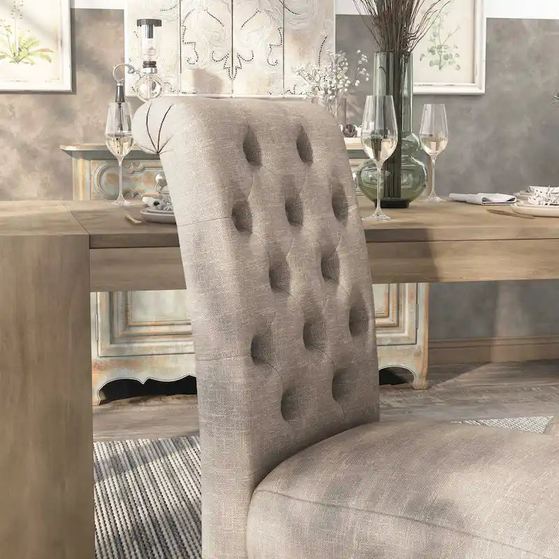 Ensemble de salle à manger rond 5 pièces Brec Farmhouse avec plateau en marbre et chaises capitonnées par Furniture of America