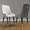 Lot de 2 chaises de salle à manger luxueuses rembourrées en cuir microfibre avec anneau de traction tête de lion