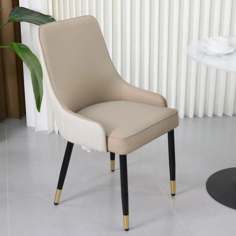 Lot de 2 chaises de salle à manger luxueuses rembourrées en cuir microfibre avec anneau de traction tête de lion