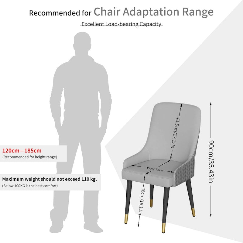 Lot de 2 chaises de salle à manger luxueuses rembourrées en cuir microfibre avec anneau de traction tête de lion