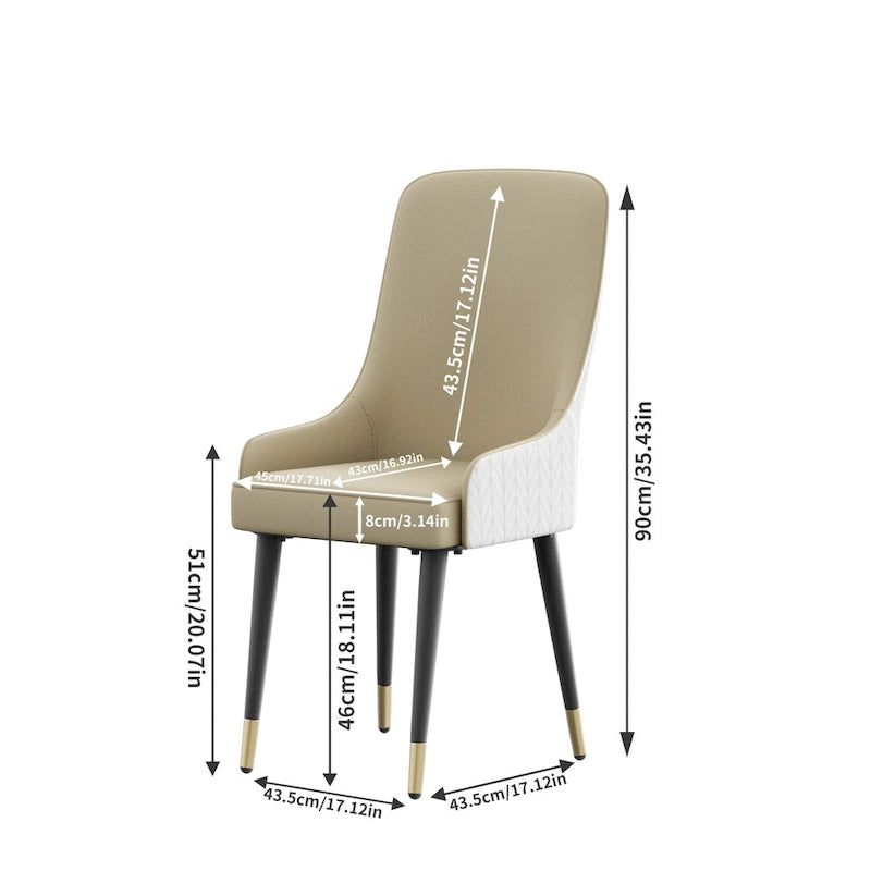 Lot de 2 chaises de salle à manger luxueuses rembourrées en cuir microfibre avec anneau de traction tête de lion