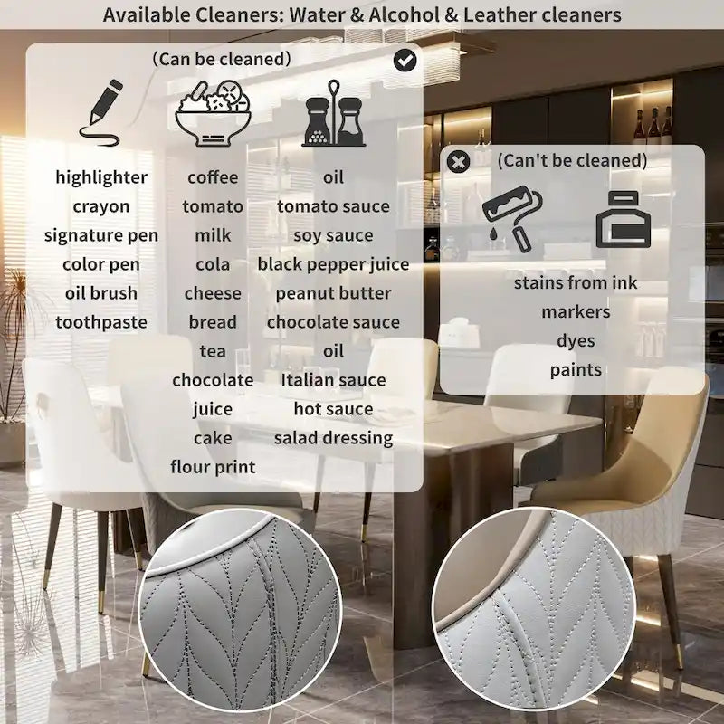 Lot de 2 chaises de salle à manger luxueuses rembourrées en cuir microfibre avec anneau de traction tête de lion