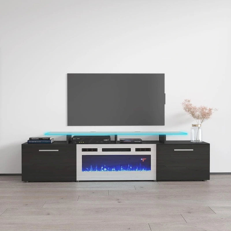 Meuble TV moderne 75 avec cheminée électrique Rova WH-EF