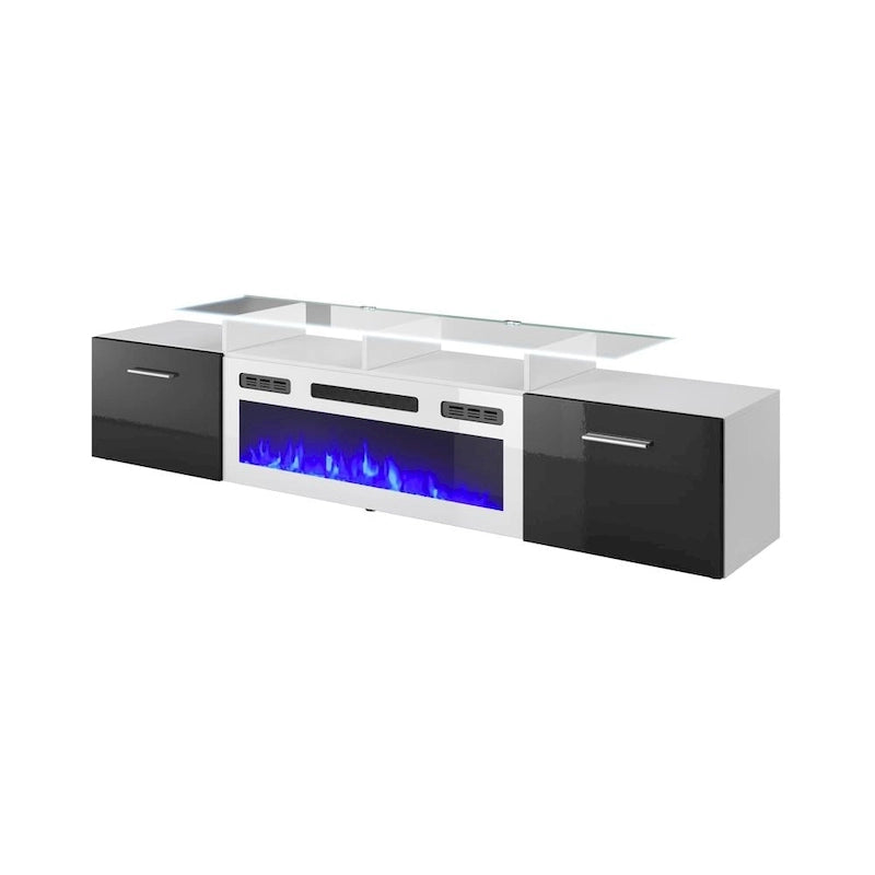 Meuble TV moderne 75 avec cheminée électrique Rova WH-EF