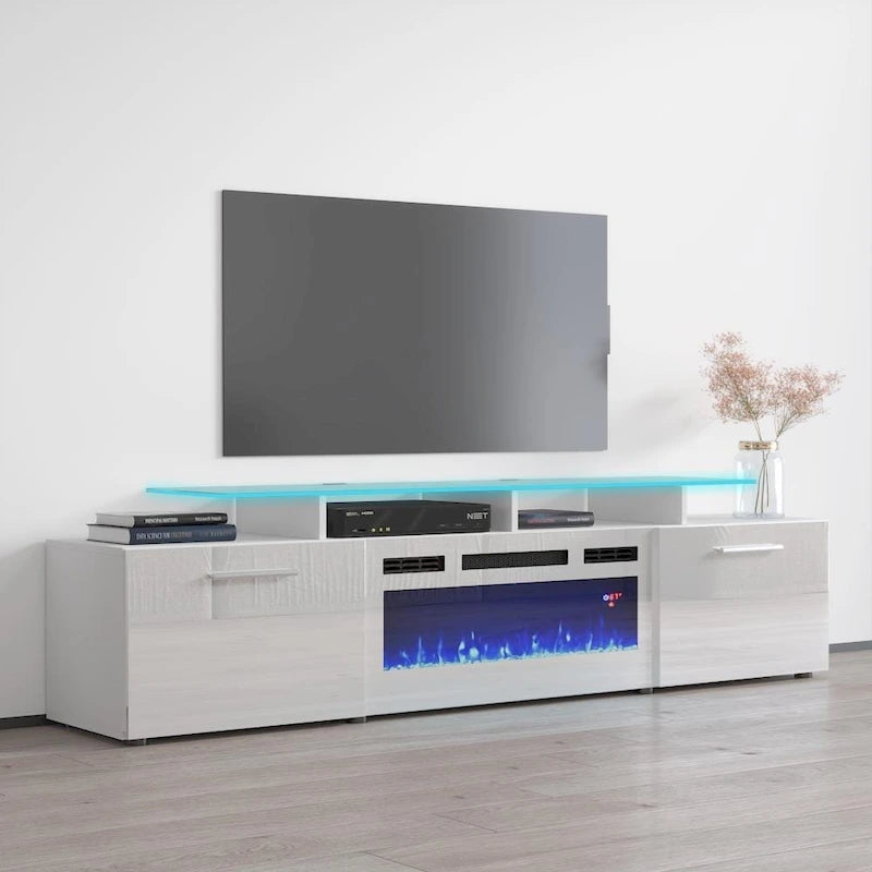 Meuble TV moderne 75 avec cheminée électrique Rova WH-EF