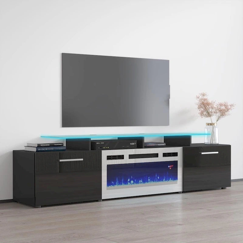 Meuble TV moderne 75 avec cheminée électrique Rova WH-EF
