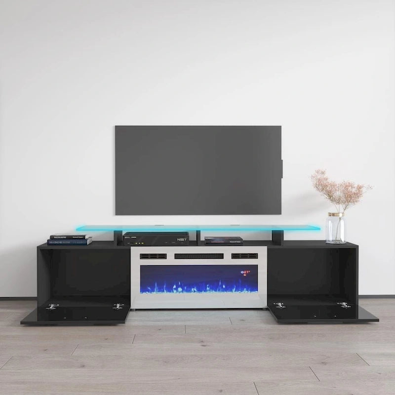 Meuble TV moderne 75 avec cheminée électrique Rova WH-EF