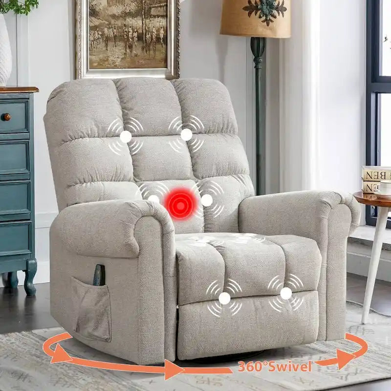 Fauteuil inclinable pivotant surdimensionné et rembourré pour homme de grande taille
