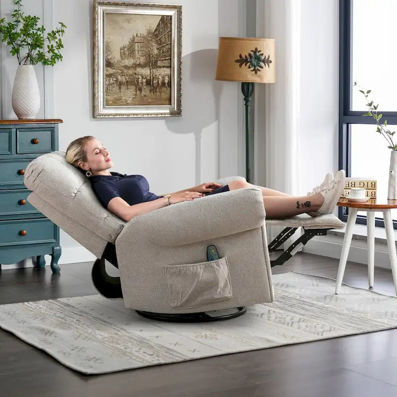 Fauteuil inclinable pivotant surdimensionné et rembourré pour homme de grande taille