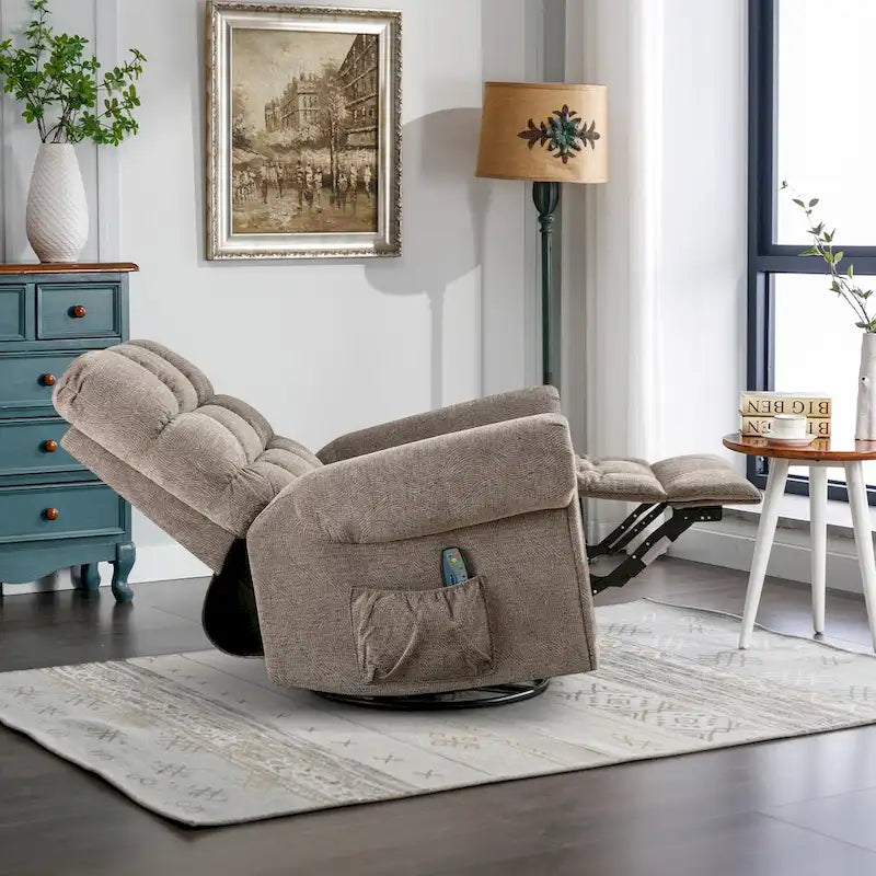 Fauteuil inclinable pivotant surdimensionné et rembourré pour homme de grande taille