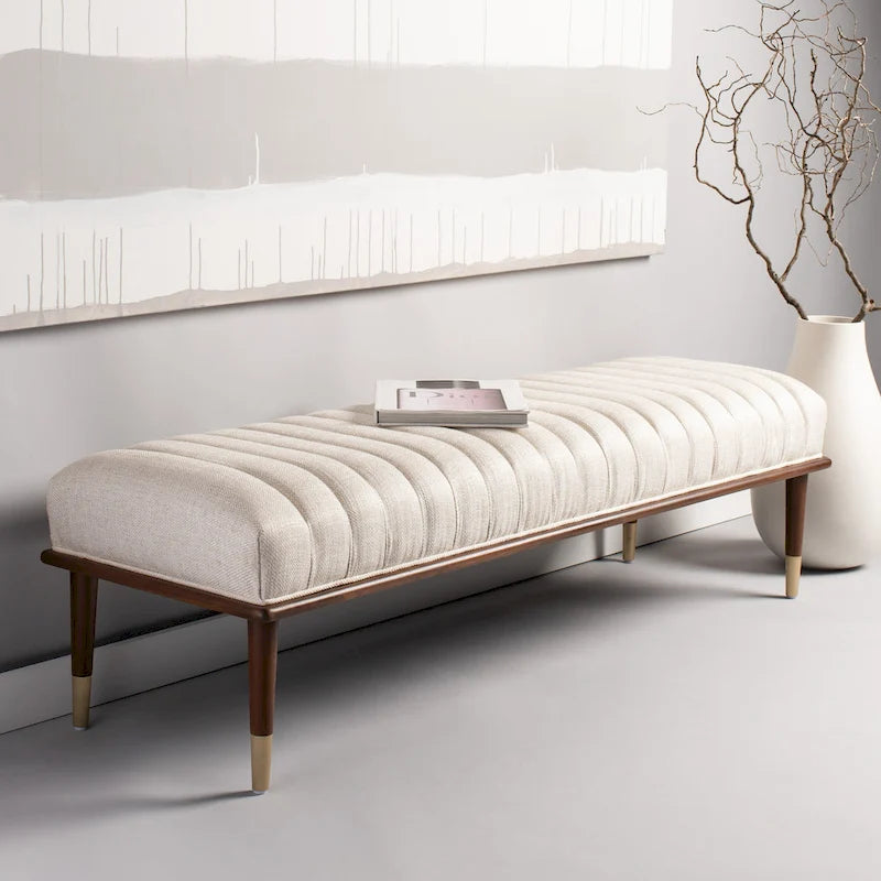 SAFAVIEH Couture Felicienne Mid-Century Bench - 63 W x 20 D x 18 H - 63Wx20Dx18H