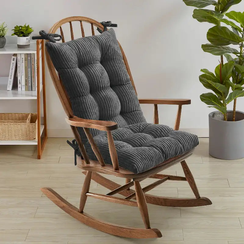 Sweet Home Collection – Lot de 2 coussins antidérapants en velours côtelé pour fauteuil à bascule
