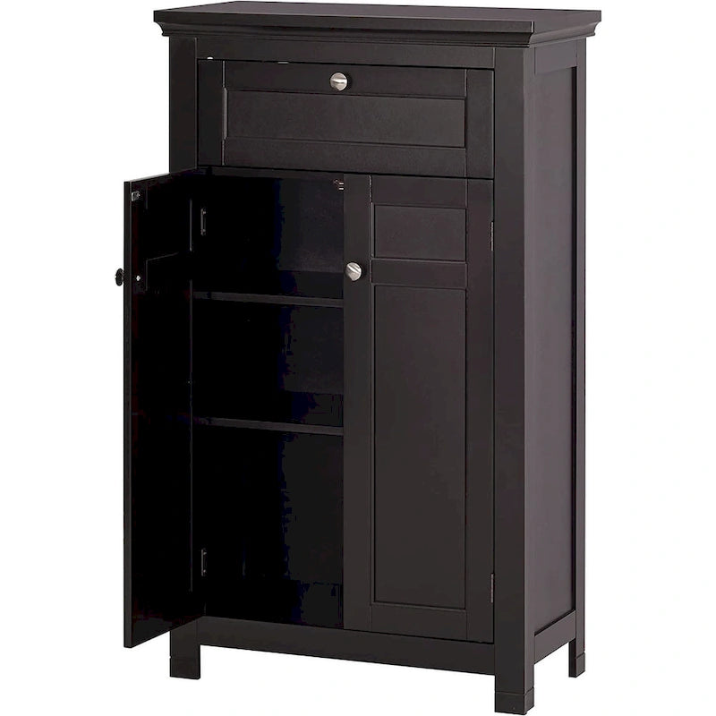 Meuble de salle de bain autoportant Spirich Home avec portes Meuble de rangement en bois pour entrée, blanc