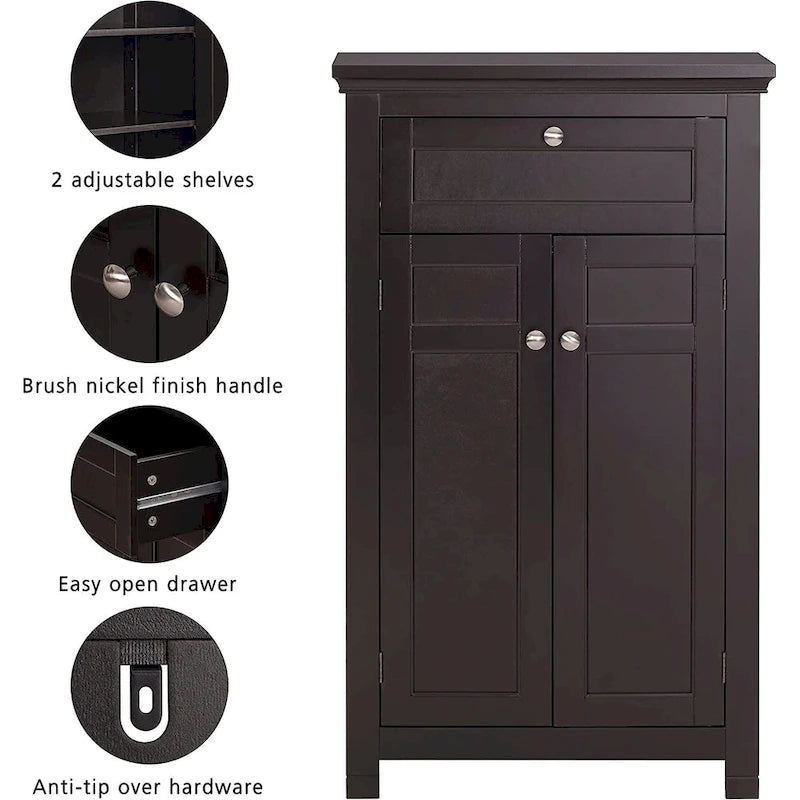 Meuble de salle de bain autoportant Spirich Home avec portes Meuble de rangement en bois pour entrée, blanc