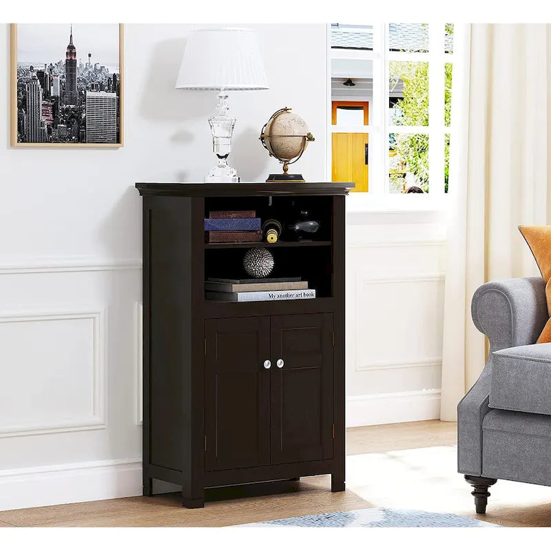 Meuble de salle de bain autoportant Spirich Home avec portes Meuble de rangement en bois pour entrée, blanc