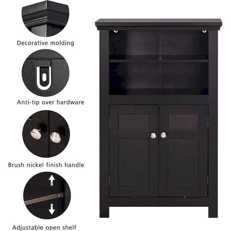 Meuble de salle de bain autoportant Spirich Home avec portes Meuble de rangement en bois pour entrée, blanc