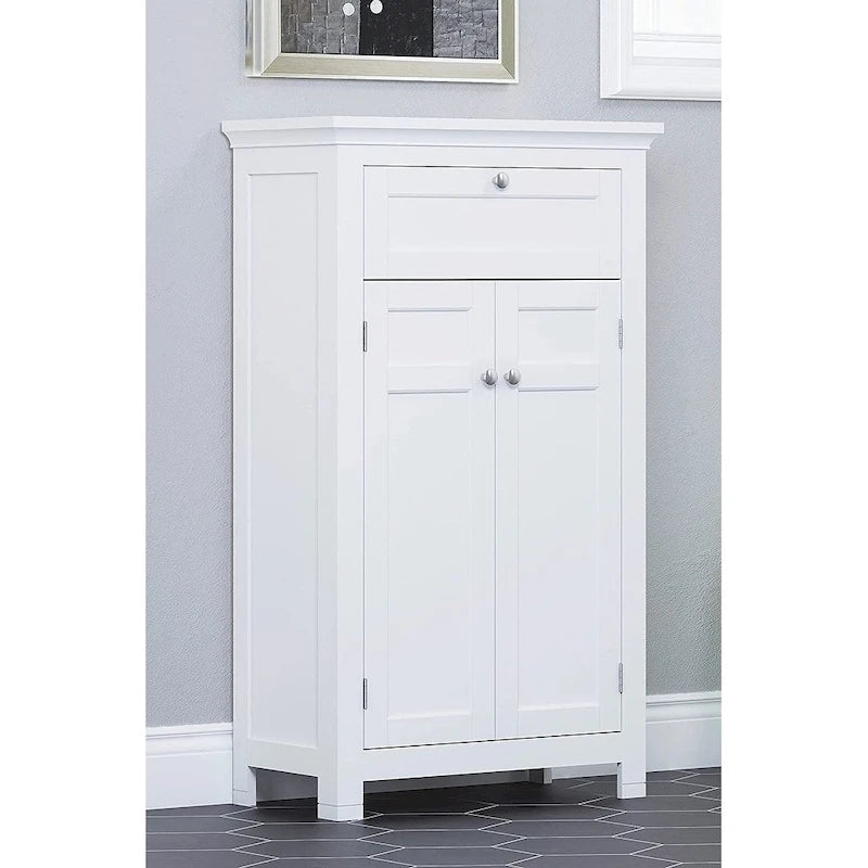 Meuble de salle de bain autoportant Spirich Home avec portes Meuble de rangement en bois pour entrée, blanc