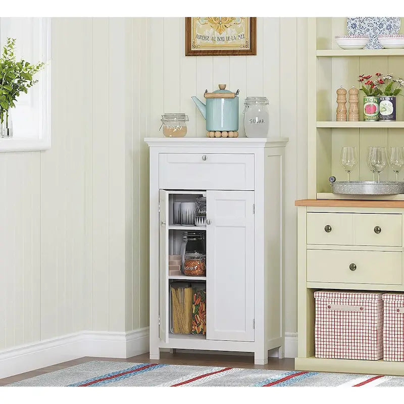 Meuble de salle de bain autoportant Spirich Home avec portes Meuble de rangement en bois pour entrée, blanc