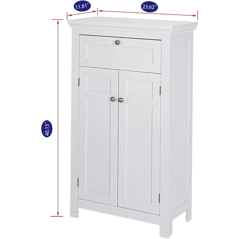 Meuble de salle de bain autoportant Spirich Home avec portes Meuble de rangement en bois pour entrée, blanc