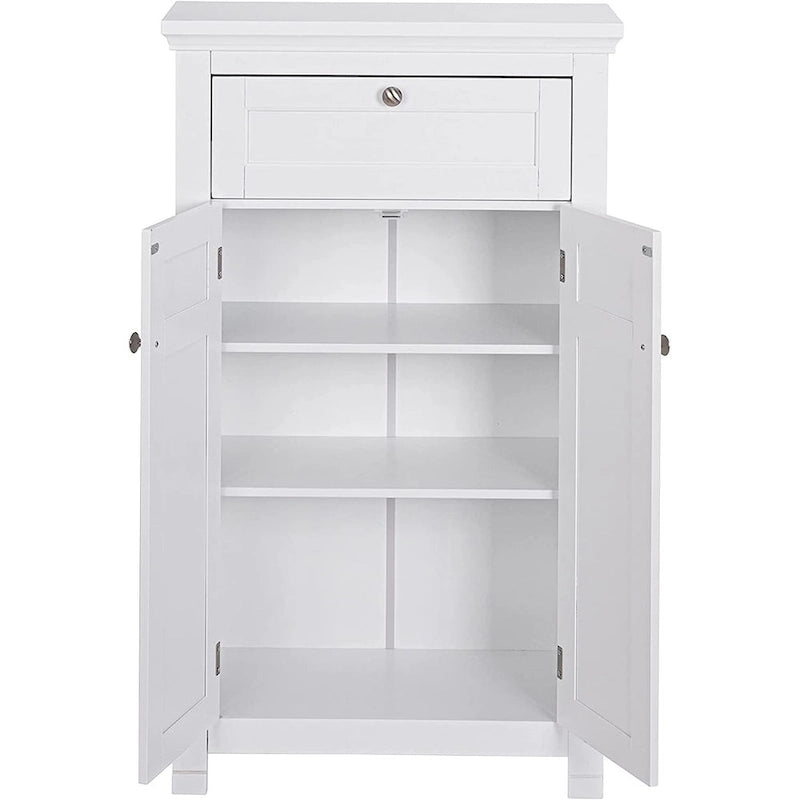 Meuble de salle de bain autoportant Spirich Home avec portes Meuble de rangement en bois pour entrée, blanc