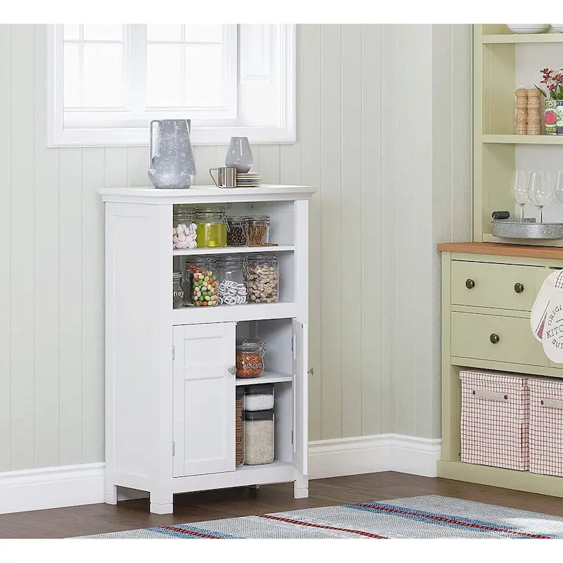 Meuble de salle de bain autoportant Spirich Home avec portes Meuble de rangement en bois pour entrée, blanc