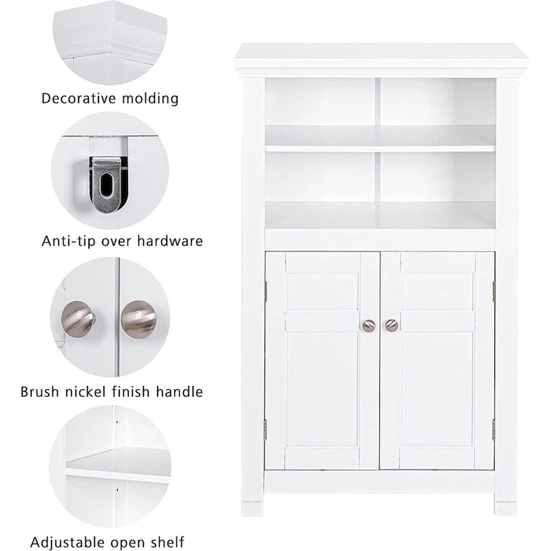 Meuble de salle de bain autoportant Spirich Home avec portes Meuble de rangement en bois pour entrée, blanc