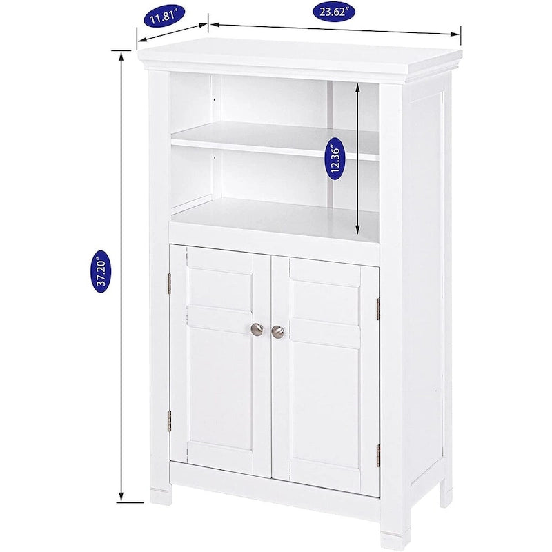 Meuble de salle de bain autoportant Spirich Home avec portes Meuble de rangement en bois pour entrée, blanc