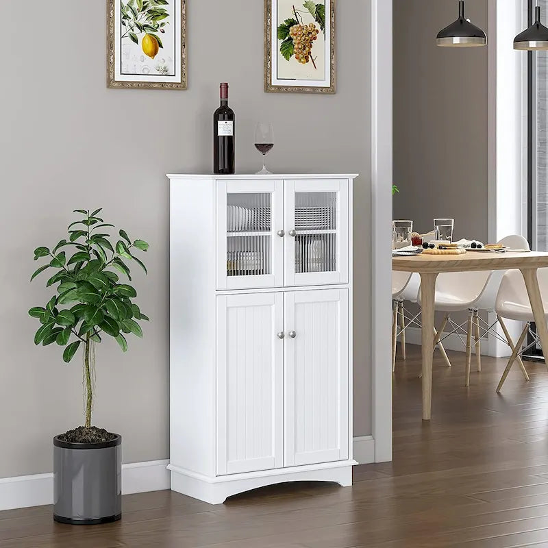 Meuble de rangement de salle de bain Spirich, meuble de sol en bois, organisateur de rangement autoportant pour salle de bain, chambre à coucher, salon, blanc