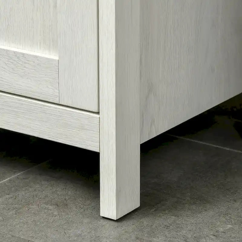 kleankin Armoire de Rangement Haute pour Salle de Bain, Meuble Colonne Autoportant avec 3 Étagères Ouvertes et Étagère Réglable, Blanc Antique