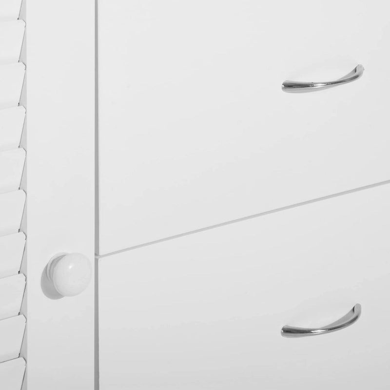 HOMCOM 47 Buffet de rangement moderne avec tiroirs et portes à persiennes - Blanc - 120 L x 40 P x 80 H cm