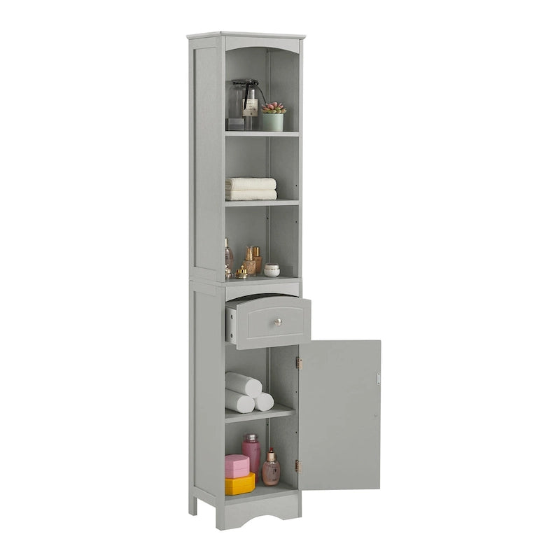 Meuble de rangement haut de salle de bain de 168 cm avec tiroir et étagères réglables