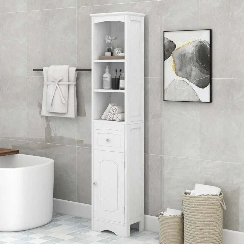 Meuble de rangement haut de salle de bain de 168 cm avec tiroir et étagères réglables
