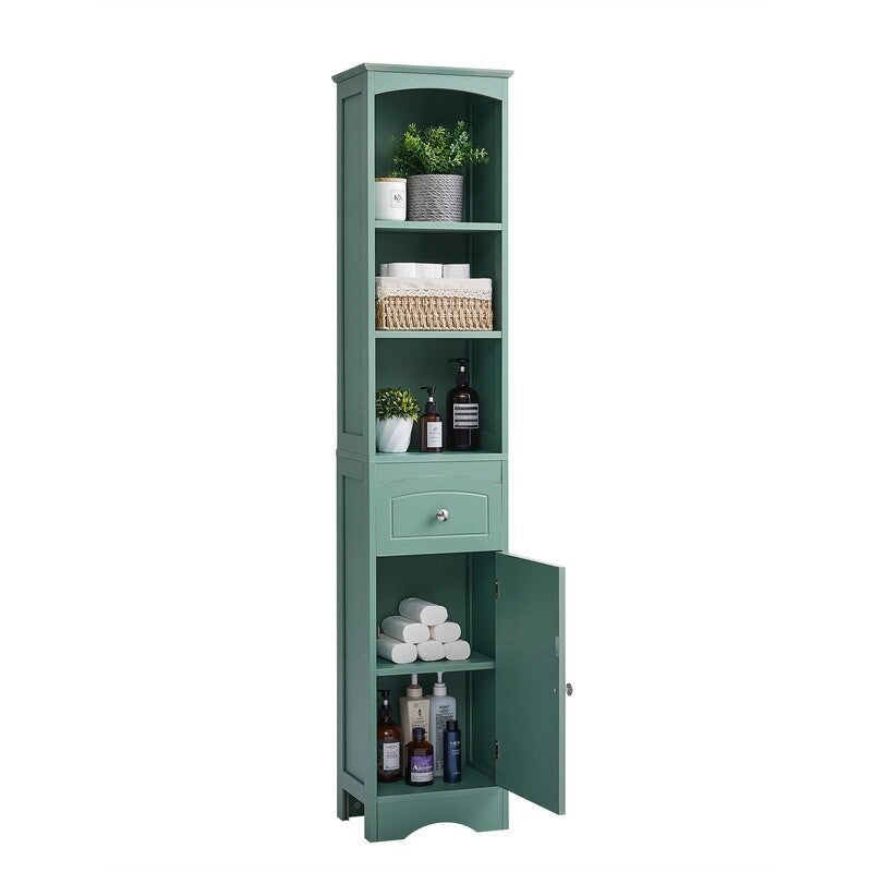 Meuble de rangement haut de salle de bain de 168 cm avec tiroir et étagères réglables